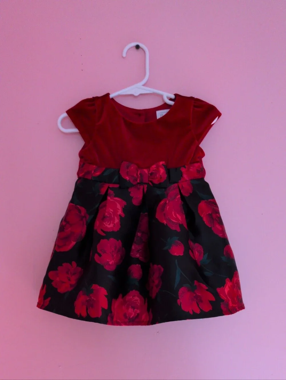 The Children's Place | Dresses | Childrens Place Beautiful Red Roses Velour Detail Floral Baby Girl Dress